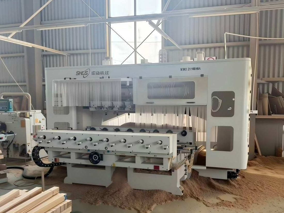 CNC woodworking machines in a furniture factory workshop