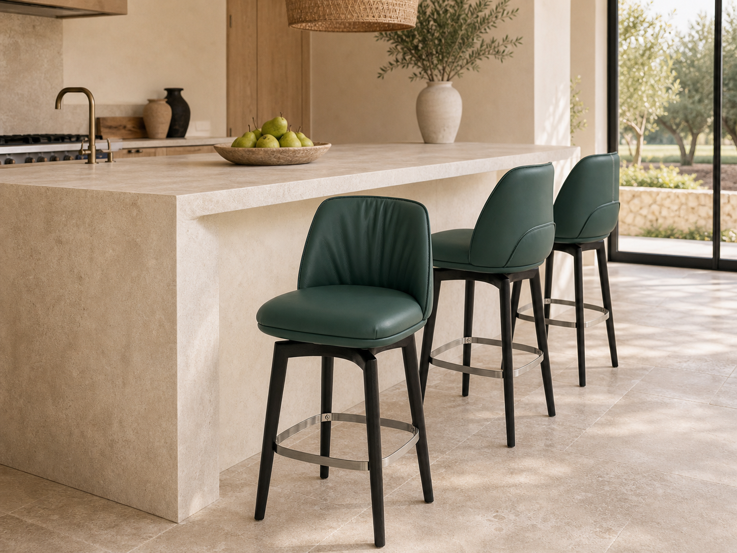 Boulder Wood Leg Bar Stool